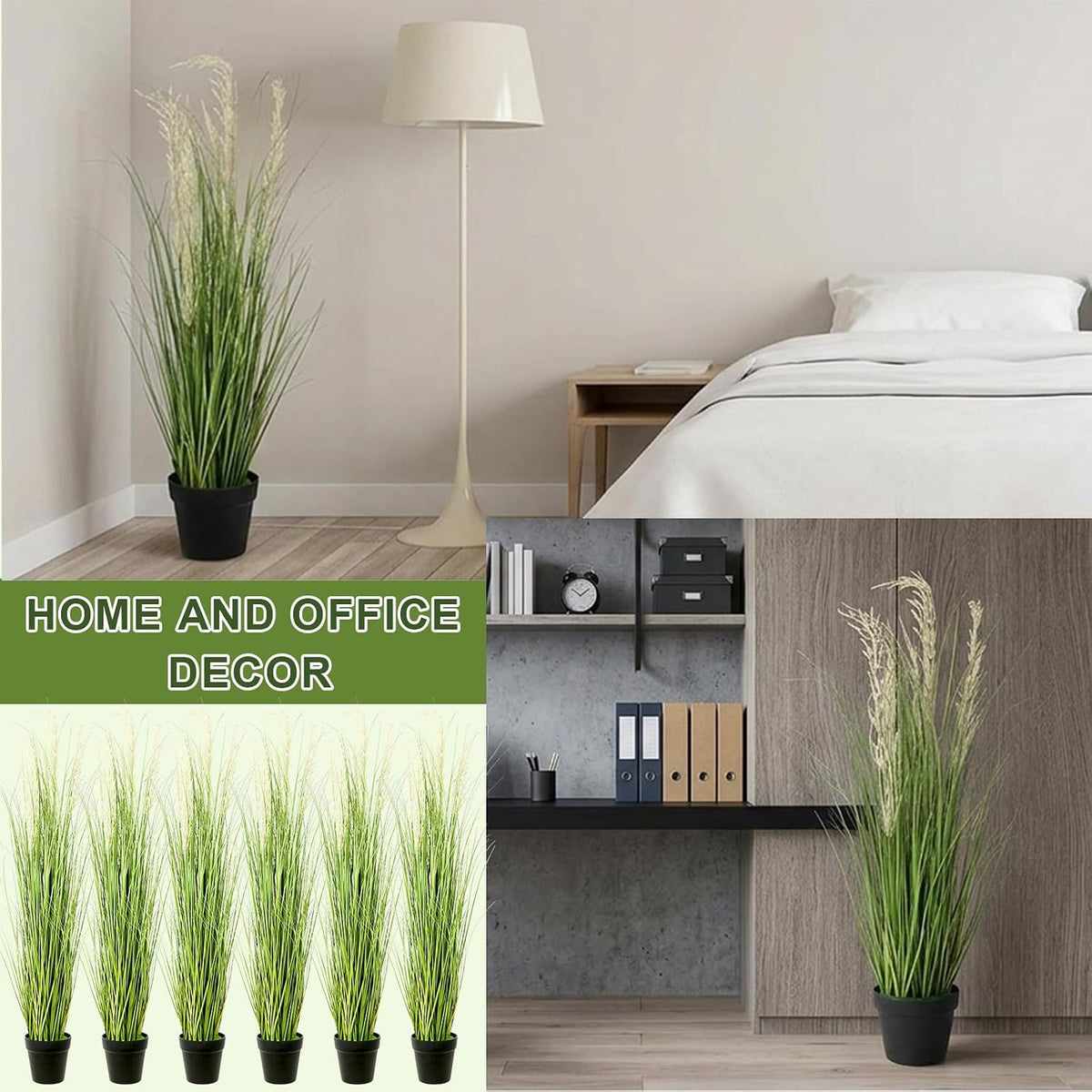 6 PCS 4 ft Tall Artificial Grass for Outdoor Indoor Fake Pampas Plant