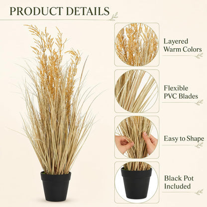6 PCS 4 ft Tall Artificial Grass for Outdoor Indoor Fake Pampas Plant