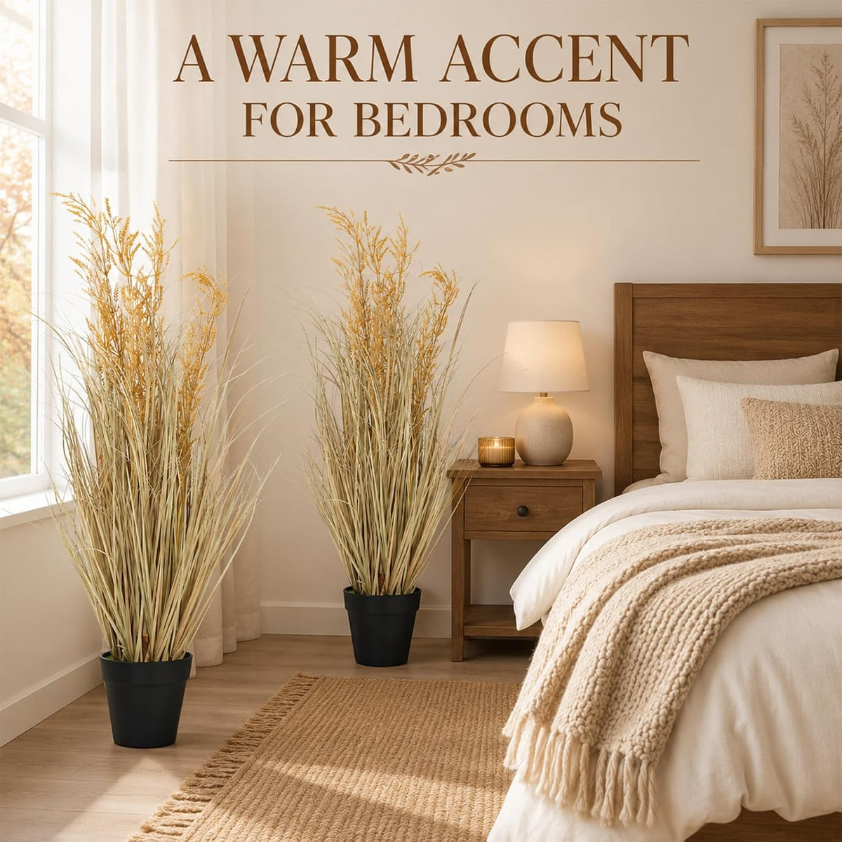 6 PCS 4 ft Tall Artificial Grass for Outdoor Indoor Fake Pampas Plant