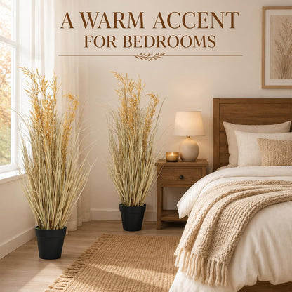 6 PCS 4 ft Tall Artificial Grass for Outdoor Indoor Fake Pampas Plant