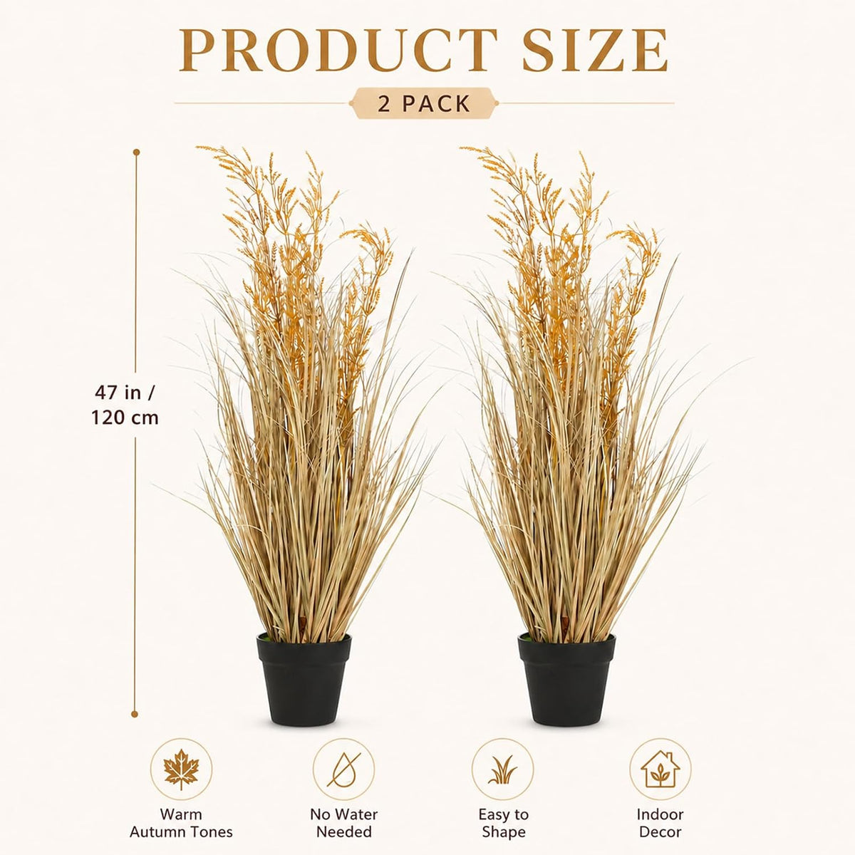 6 PCS 4 ft Tall Artificial Grass for Outdoor Indoor Fake Pampas Plant