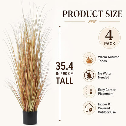 6 PCS 4 ft Tall Artificial Grass for Outdoor Indoor Fake Pampas Plant