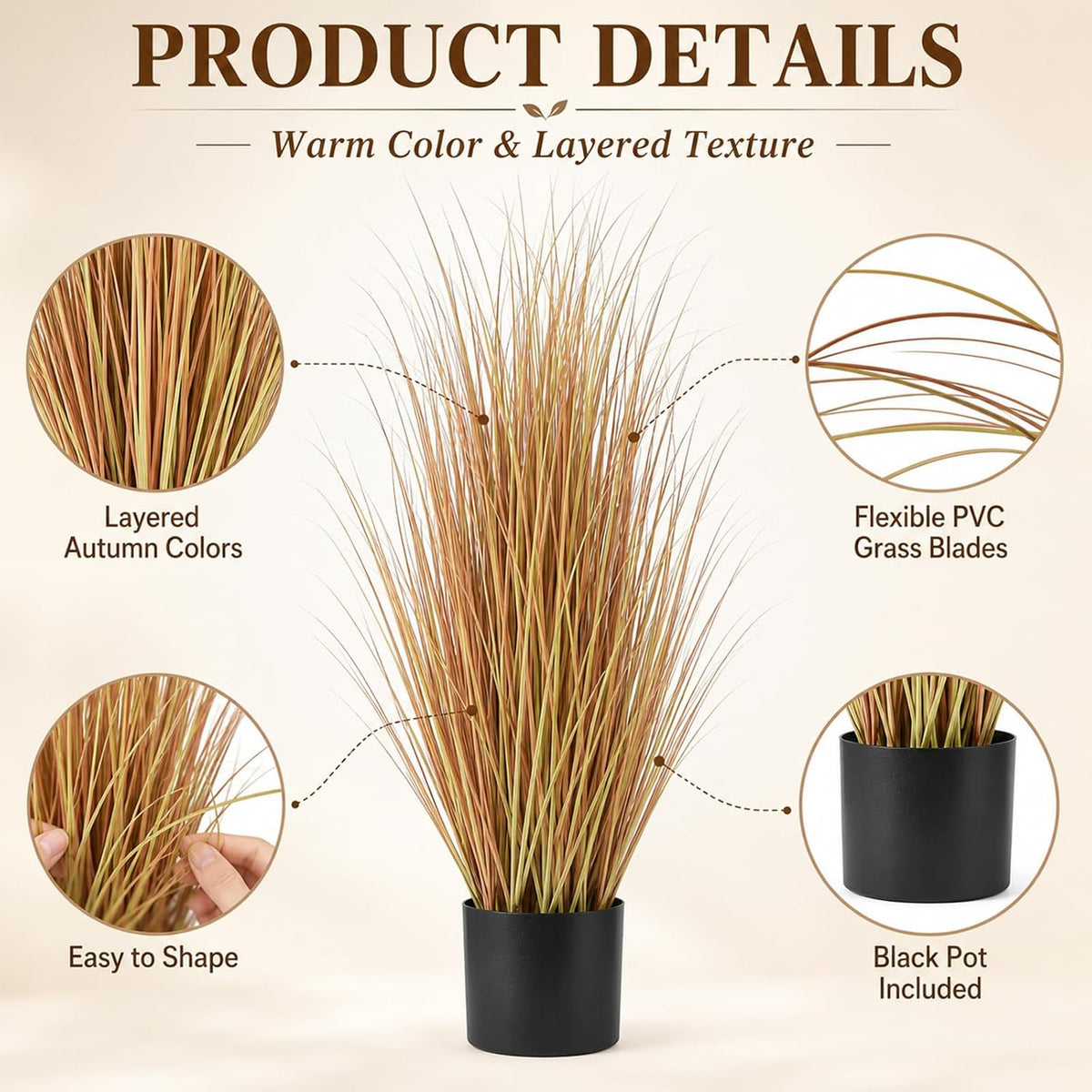 6 PCS 4 ft Tall Artificial Grass for Outdoor Indoor Fake Pampas Plant