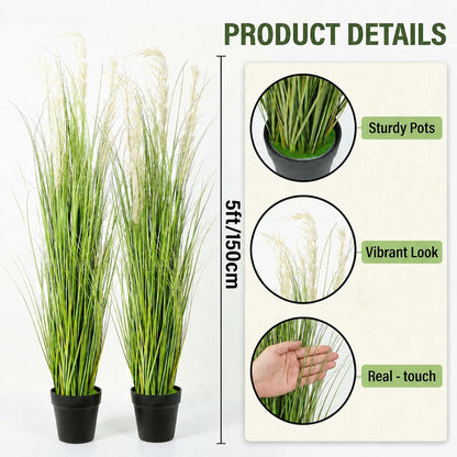 6 PCS 4 ft Tall Artificial Grass for Outdoor Indoor Fake Pampas Plant