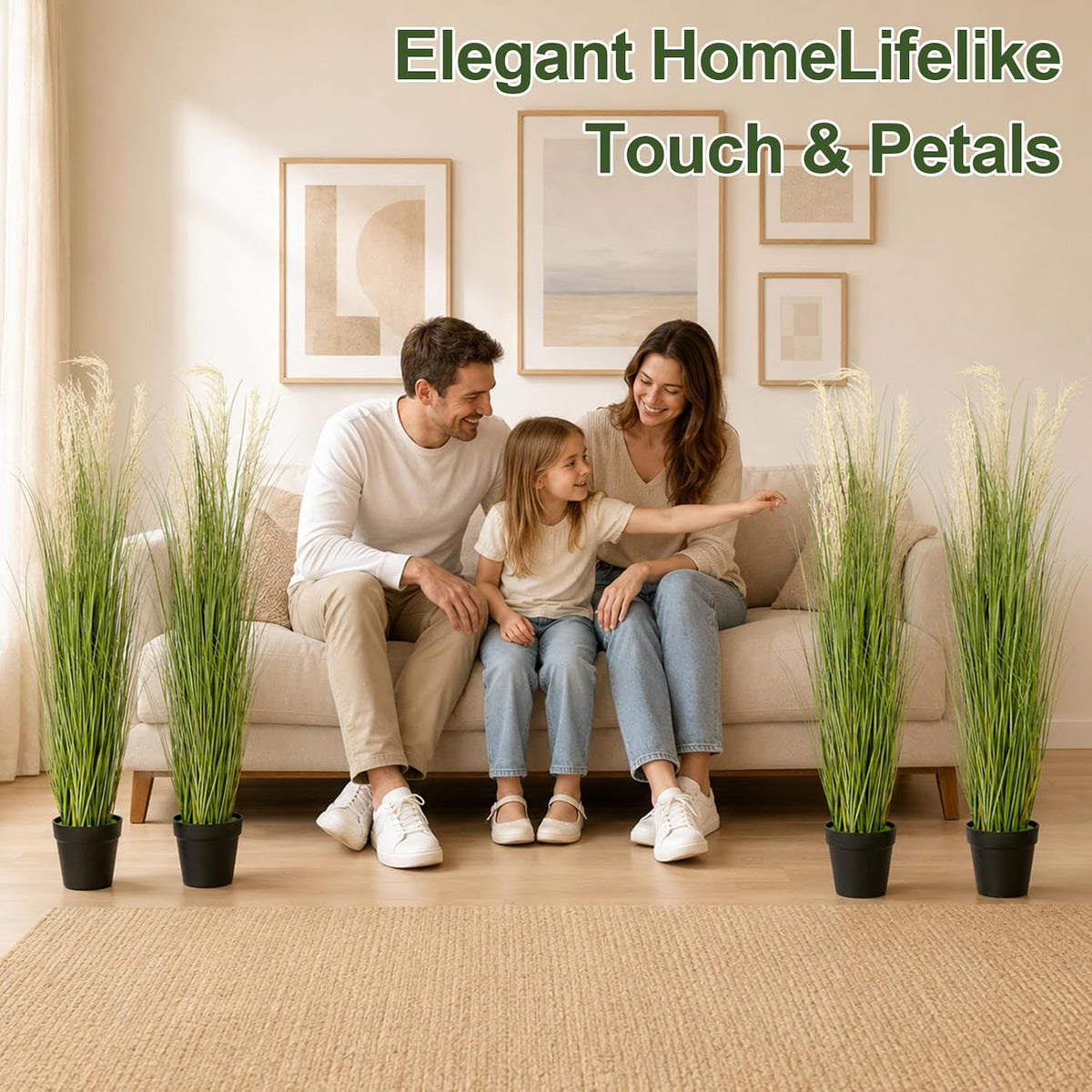 6 PCS 4 ft Tall Artificial Grass for Outdoor Indoor Fake Pampas Plant