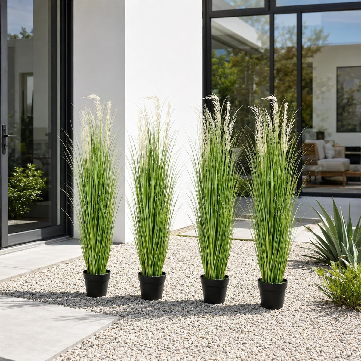 6 PCS 4 ft Tall Artificial Grass for Outdoor Indoor Fake Pampas Plant
