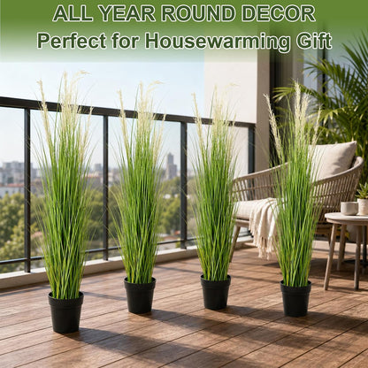 6 PCS 4 ft Tall Artificial Grass for Outdoor Indoor Fake Pampas Plant