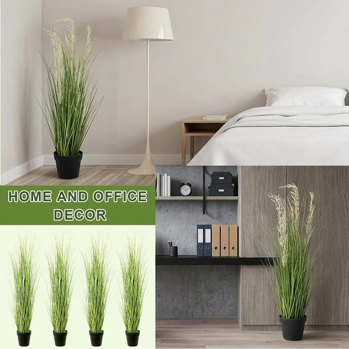 6 PCS 4 ft Tall Artificial Grass for Outdoor Indoor Fake Pampas Plant