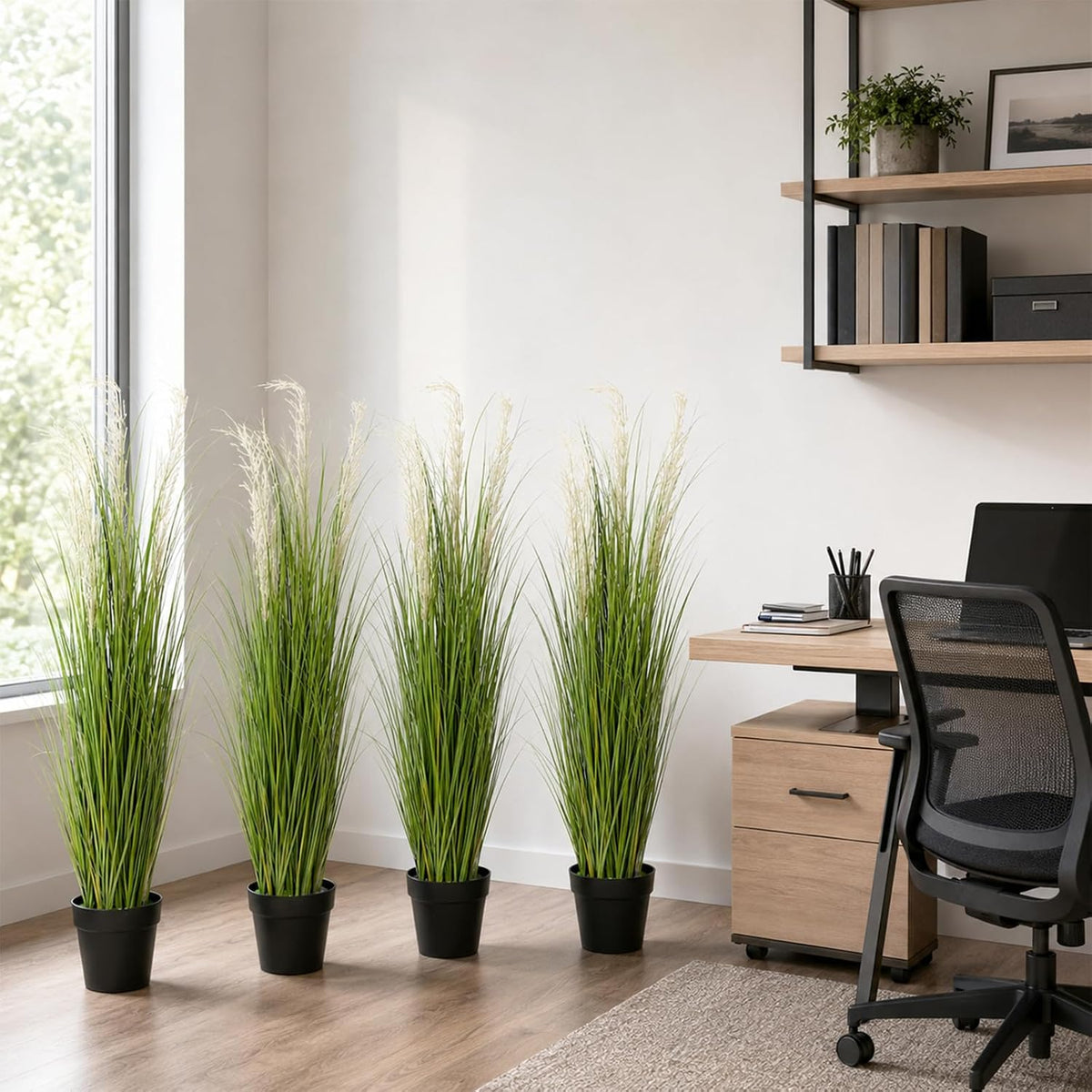 6 PCS 4 ft Tall Artificial Grass for Outdoor Indoor Fake Pampas Plant