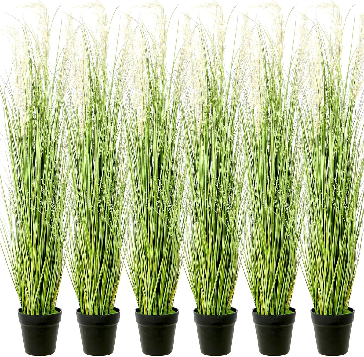 6 PCS 4 ft Tall Artificial Grass for Outdoor Indoor Fake Pampas Plant