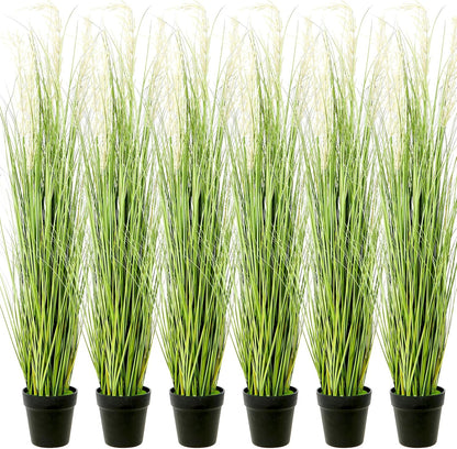6 PCS 4 ft Tall Artificial Grass for Outdoor Indoor Fake Pampas Plant