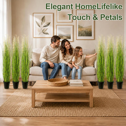 6 PCS 4 ft Tall Artificial Grass for Outdoor Indoor Fake Pampas Plant