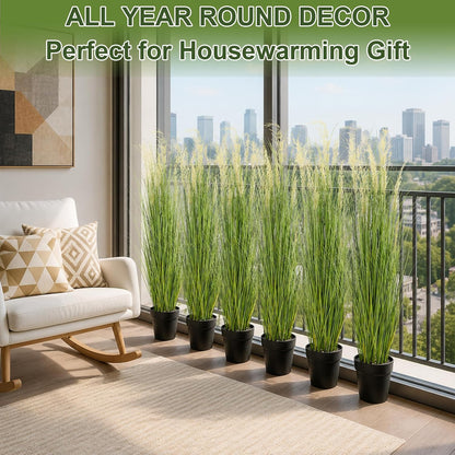 6 PCS 4 ft Tall Artificial Grass for Outdoor Indoor Fake Pampas Plant