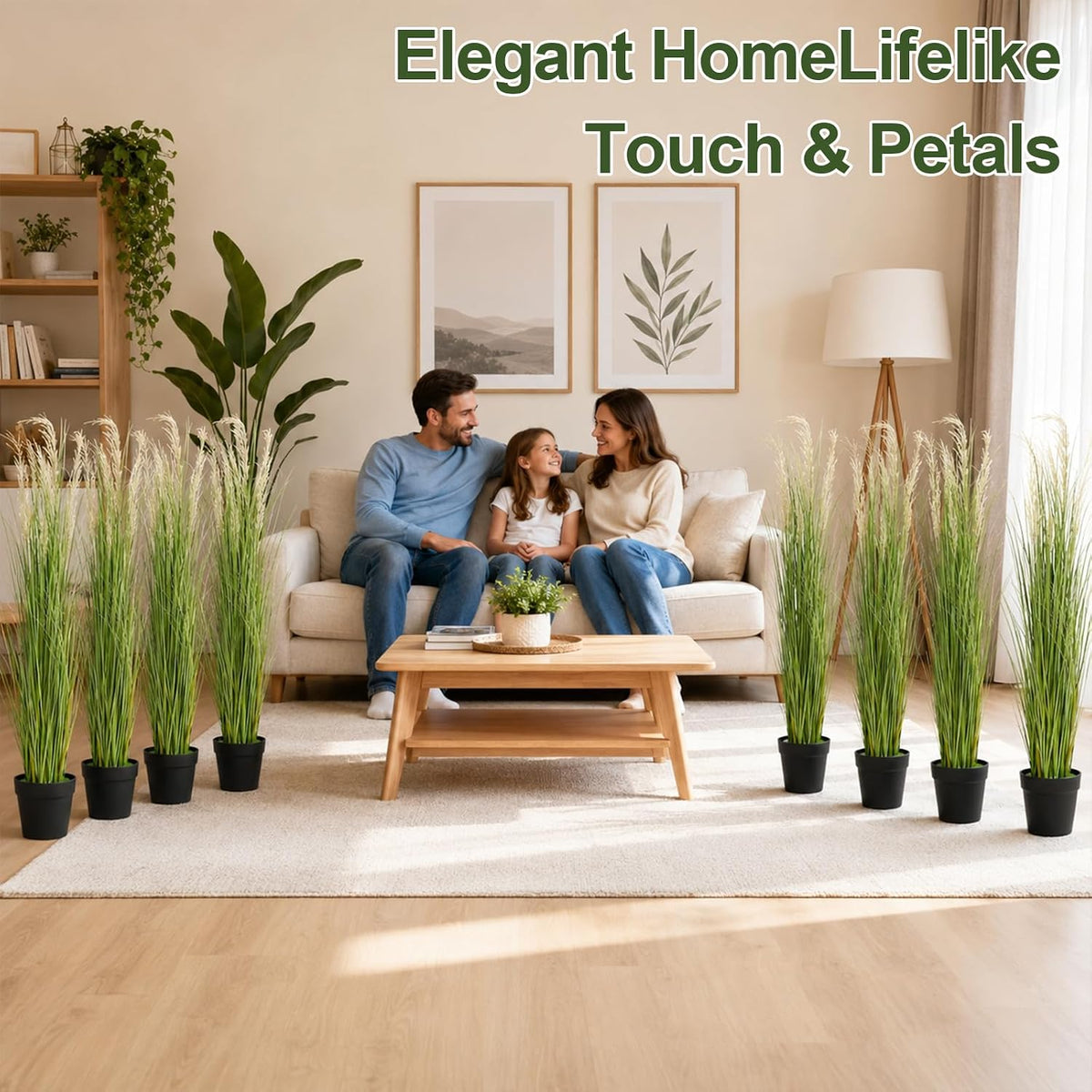 6 PCS 4 ft Tall Artificial Grass for Outdoor Indoor Fake Pampas Plant