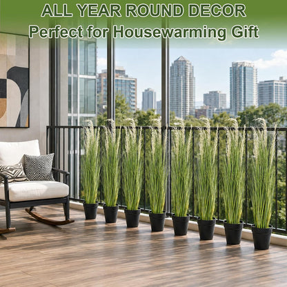 6 PCS 4 ft Tall Artificial Grass for Outdoor Indoor Fake Pampas Plant