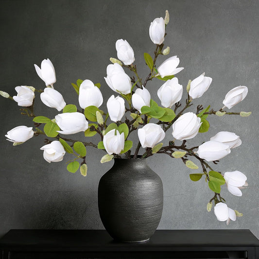 Artificial Magnolia Flowers 6PCS Faux Magnolia Flower Stems