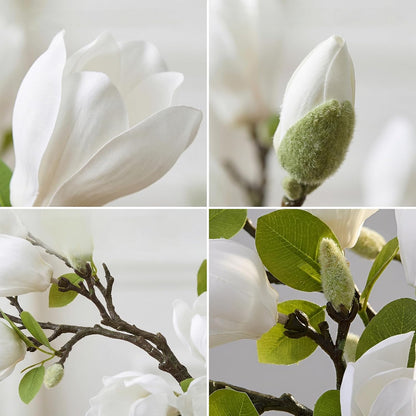 Artificial Magnolia Flowers 6PCS Faux Magnolia Flower Stems
