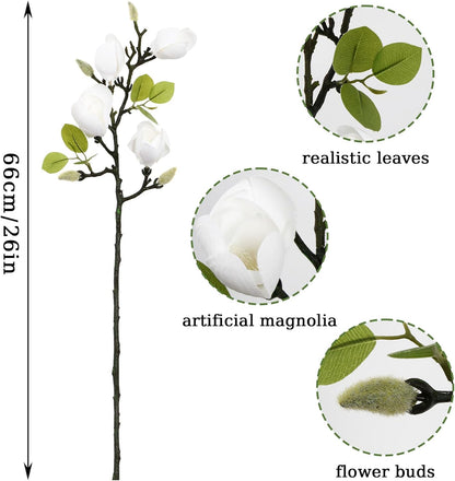 Artificial Magnolia Flowers 6PCS Faux Magnolia Flower Stems