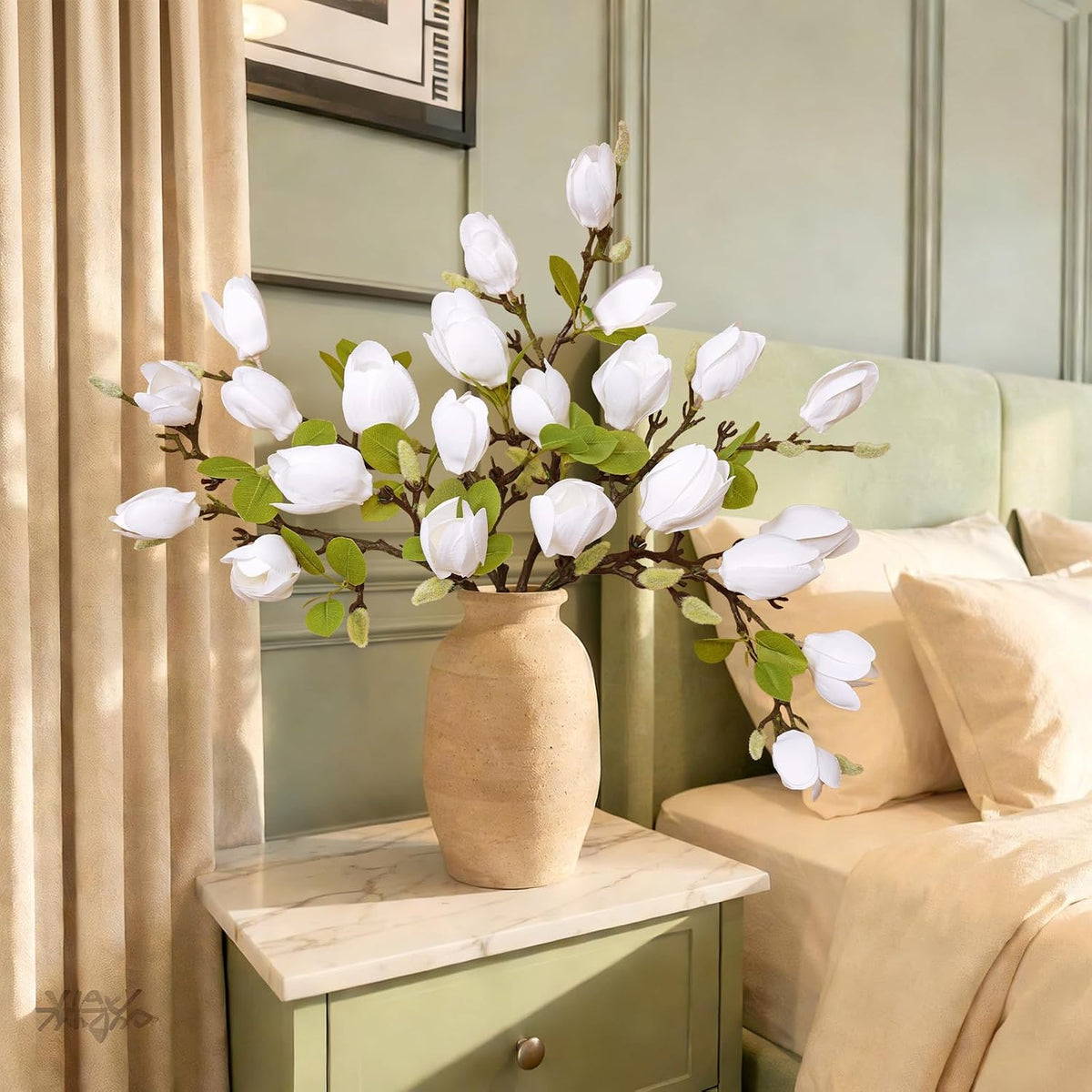 Artificial Magnolia Flowers 6PCS Faux Magnolia Flower Stems