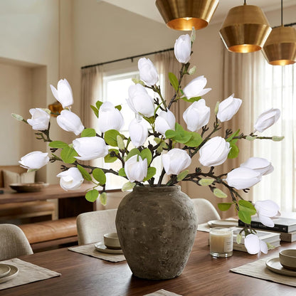 Artificial Magnolia Flowers 6PCS Faux Magnolia Flower Stems