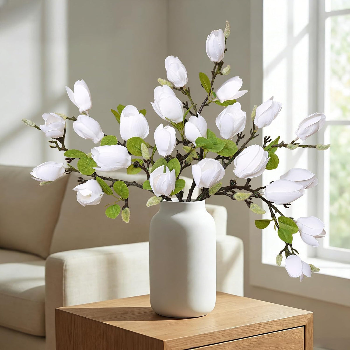 Artificial Magnolia Flowers 6PCS Faux Magnolia Flower Stems