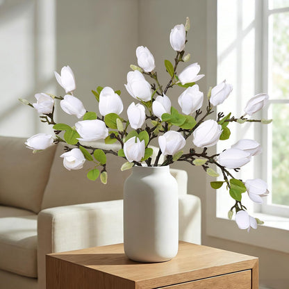 Artificial Magnolia Flowers 6PCS Faux Magnolia Flower Stems