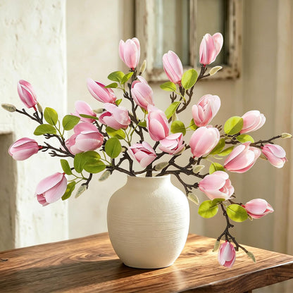 Artificial Magnolia Flowers 6PCS Faux Magnolia Flower Stems