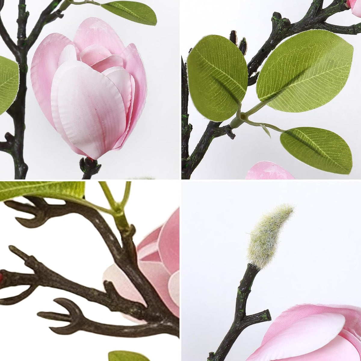 Artificial Magnolia Flowers 6PCS Faux Magnolia Flower Stems