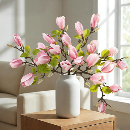 Artificial Magnolia Flowers 6PCS Faux Magnolia Flower Stems