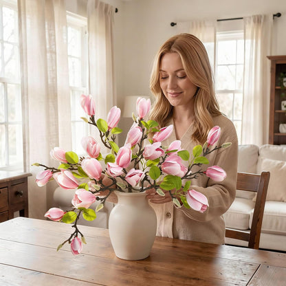 Artificial Magnolia Flowers 6PCS Faux Magnolia Flower Stems