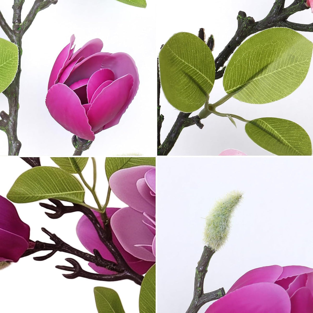 Artificial Magnolia Flowers 6PCS Faux Magnolia Flower Stems