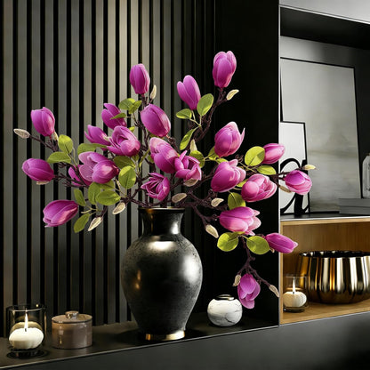 Artificial Magnolia Flowers 6PCS Faux Magnolia Flower Stems