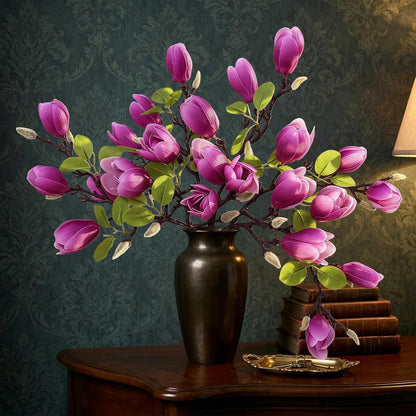 Artificial Magnolia Flowers 6PCS Faux Magnolia Flower Stems