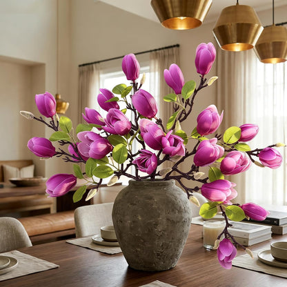 Artificial Magnolia Flowers 6PCS Faux Magnolia Flower Stems
