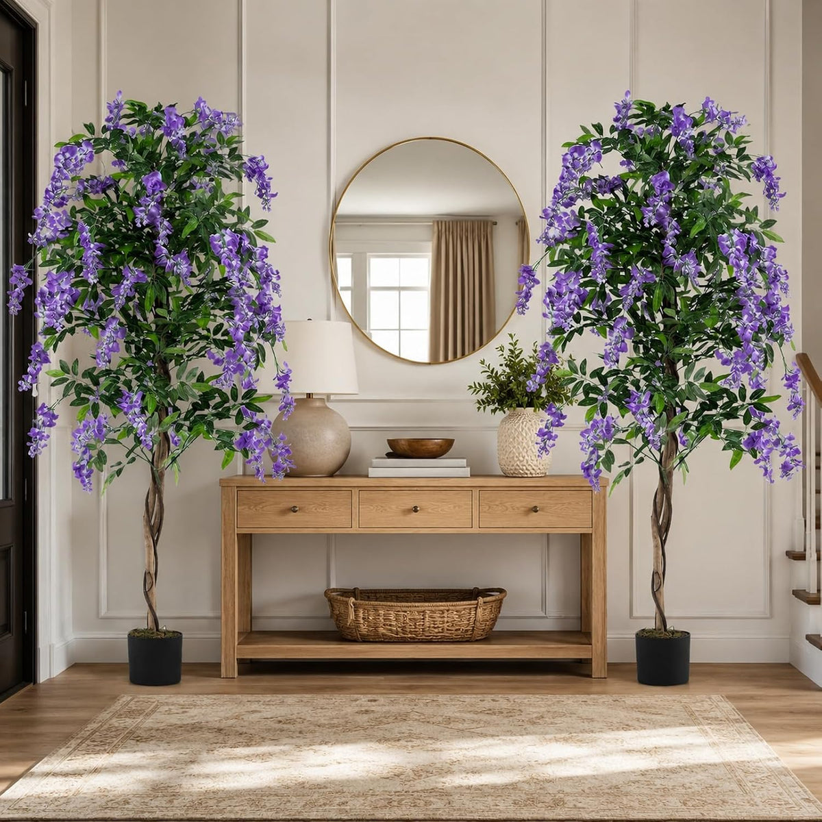 6FT Ficus Artificial Fake Trees, Faux Wisteria Tree with Wood Trunk