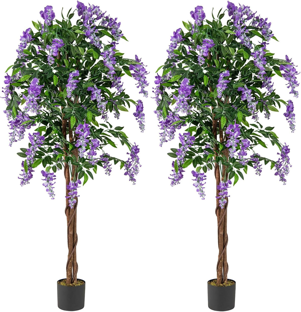 6FT Ficus Artificial Fake Trees, Faux Wisteria Tree with Wood Trunk