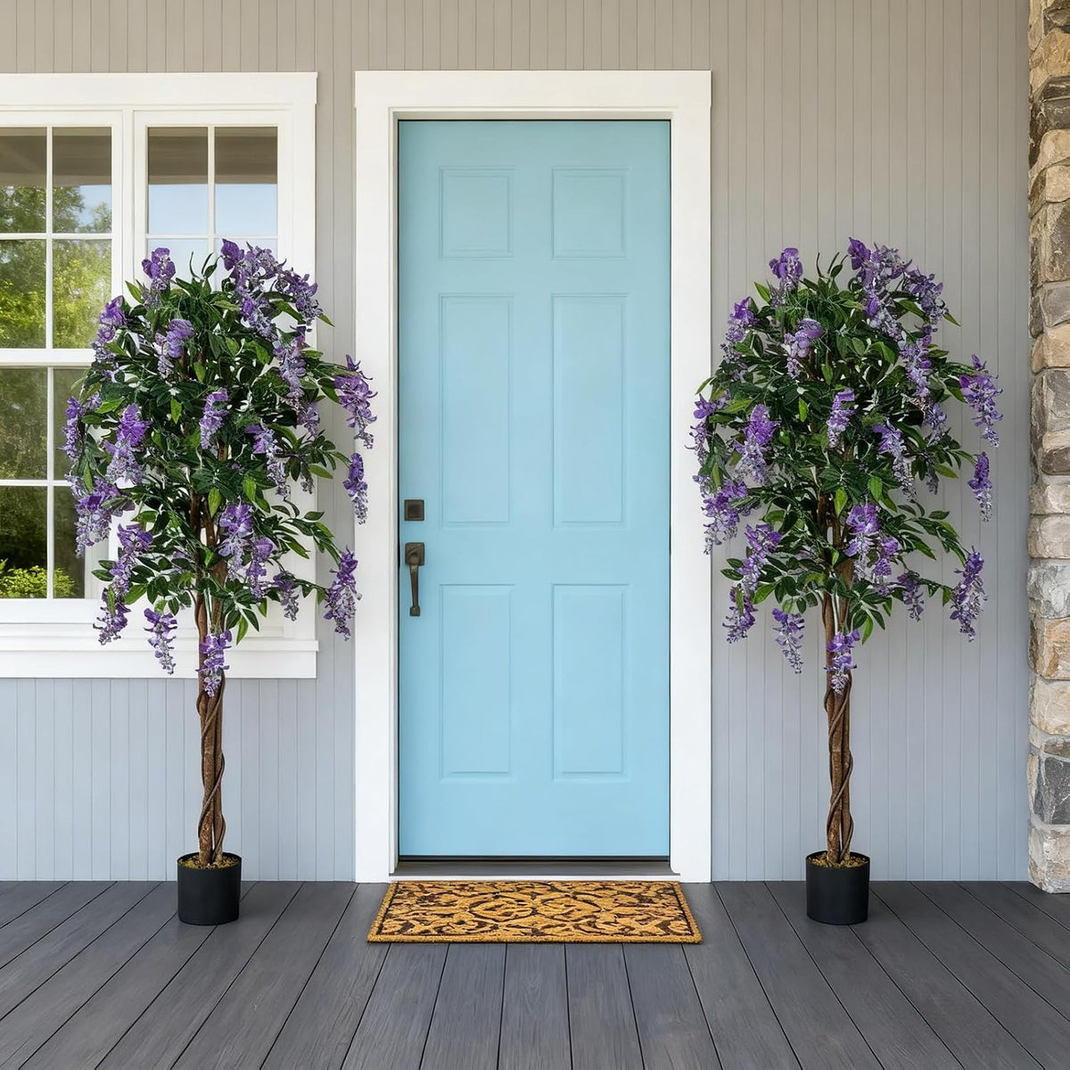 6FT Ficus Artificial Fake Trees, Faux Wisteria Tree with Wood Trunk