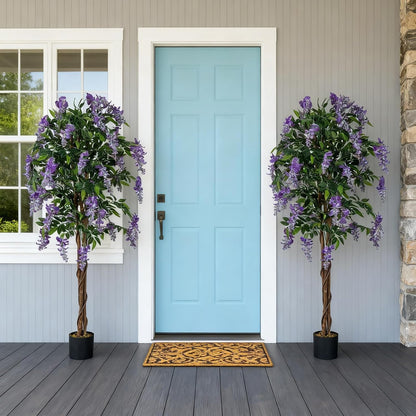 6FT Ficus Artificial Fake Trees, Faux Wisteria Tree with Wood Trunk