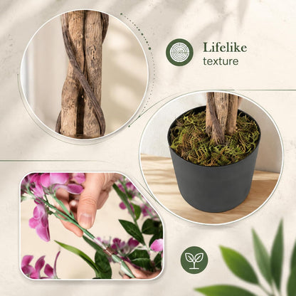 6FT Ficus Artificial Fake Trees, Faux Wisteria Tree with Wood Trunk