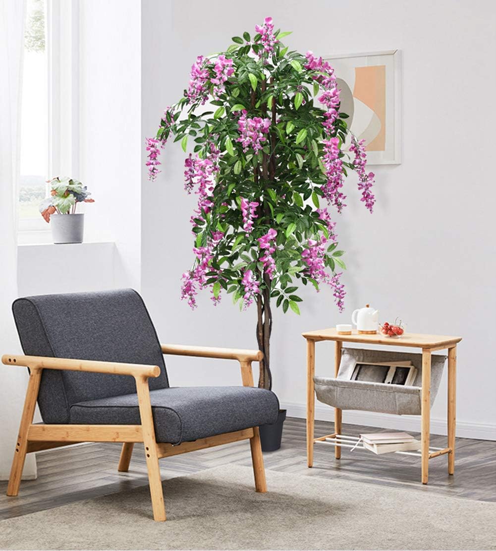 6FT Ficus Artificial Fake Trees, Faux Wisteria Tree with Wood Trunk