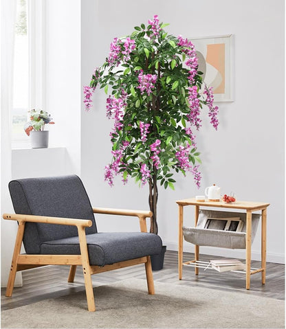 6FT Ficus Artificial Fake Trees, Faux Wisteria Tree with Wood Trunk