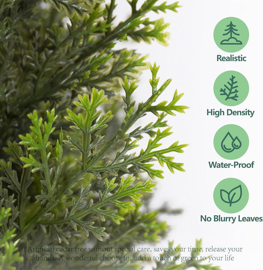 2 Pack 4ft Artificial Cedar Topiary Trees 48in UV Rated Potted Fake Cypress Trees Fake Cypress Pine Tree Heavy Duty Fake Plants Tree Artificial Shrubs Outdoor Indoor Decor