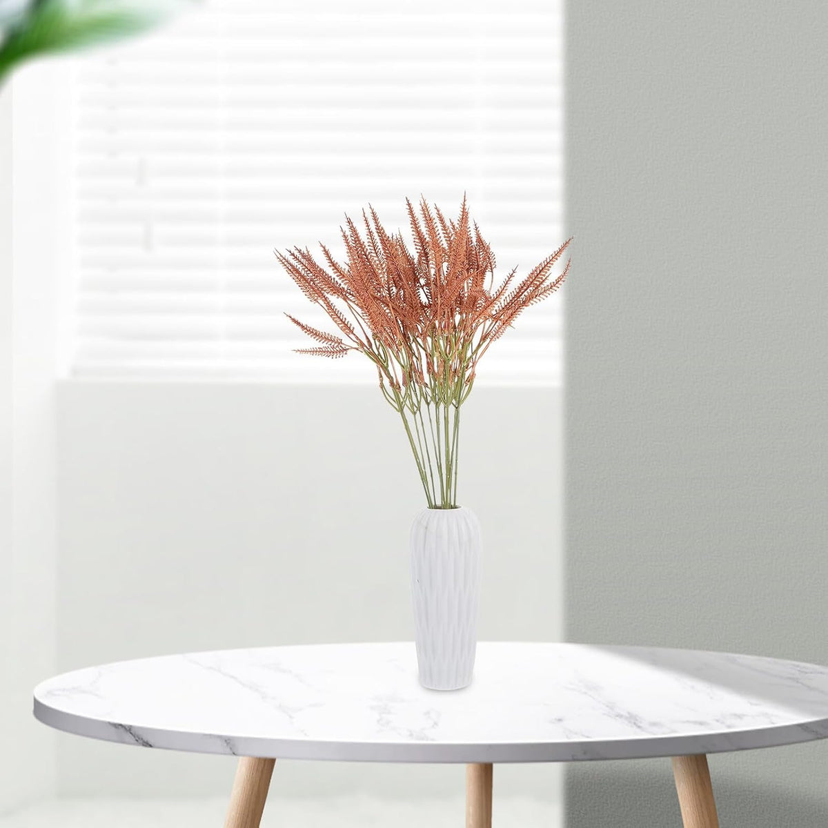 UKCOCO Artificial Bunny Tail Grass Stem, Brown Faux Rabbit Tail Grass, DIY Decorative Plant for Wedding Arrangements and Home Décor