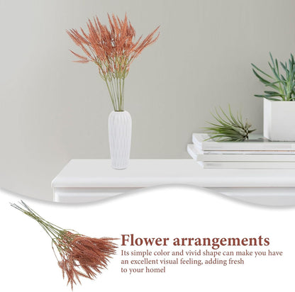 UKCOCO Artificial Bunny Tail Grass Stem, Brown Faux Rabbit Tail Grass, DIY Decorative Plant for Wedding Arrangements and Home Décor