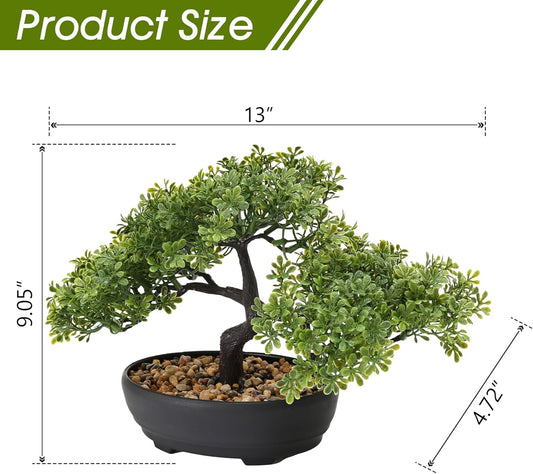 9.05" Fake Bonsai Tree Juniper Plant for Shelf Desk Decor