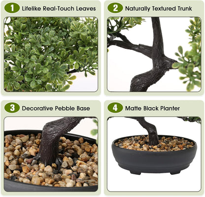 9.05" Fake Bonsai Tree Juniper Plant for Shelf Desk Decor