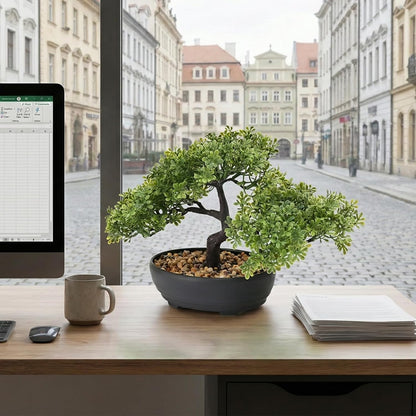 9.05" Fake Bonsai Tree Juniper Plant for Shelf Desk Decor