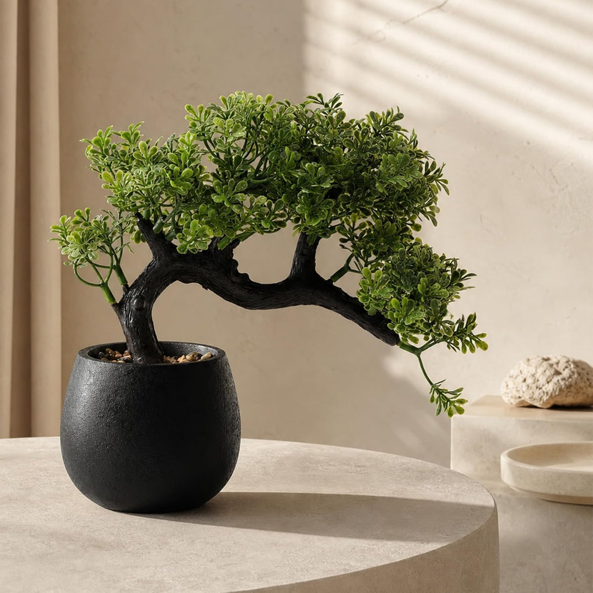9.05" Fake Bonsai Tree Juniper Plant for Shelf Desk Decor