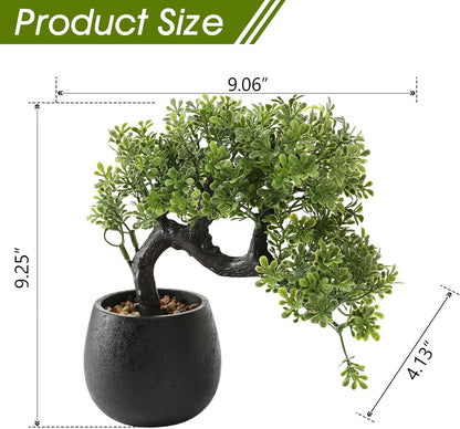 9.05" Fake Bonsai Tree Juniper Plant for Shelf Desk Decor