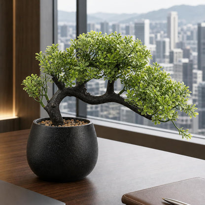 9.05" Fake Bonsai Tree Juniper Plant for Shelf Desk Decor